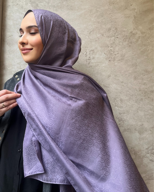 Lila Luxe Desen Jakar Şal