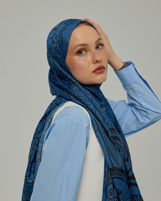 Mavi & Gece Harem Rüyası Desen Şal - 62