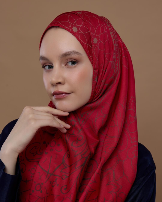 S-EFSUNLU-07 Nar Çiçeği & Kum Beji Efsunlu Desen Şal