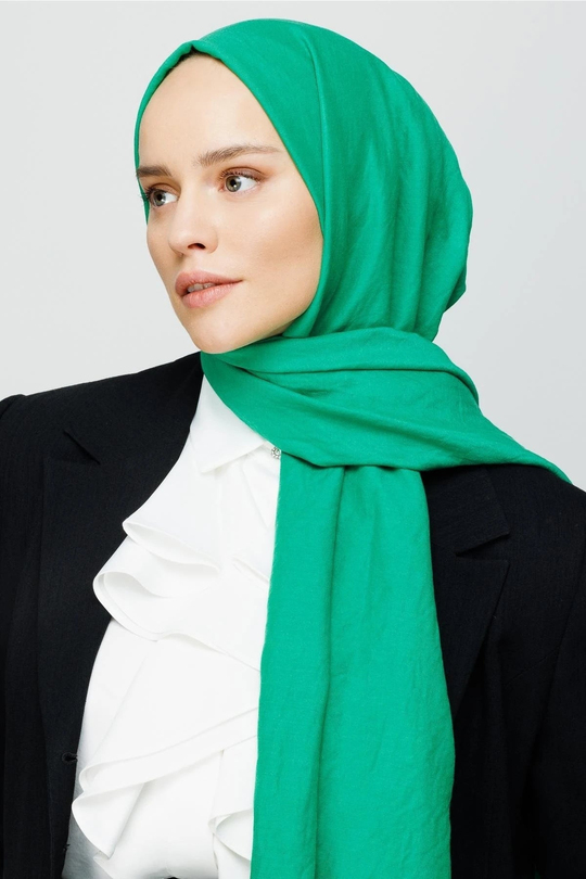 Benetton Yeşili Pamuk Kraş Şal