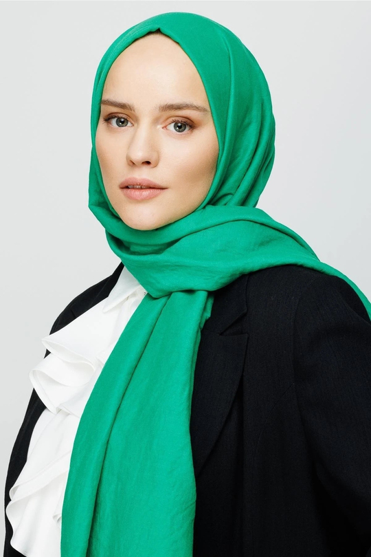 Benetton Yeşili Pamuk Kraş Şal