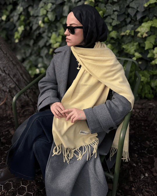 Pastel Sarı İthal Kaşmir Atkı