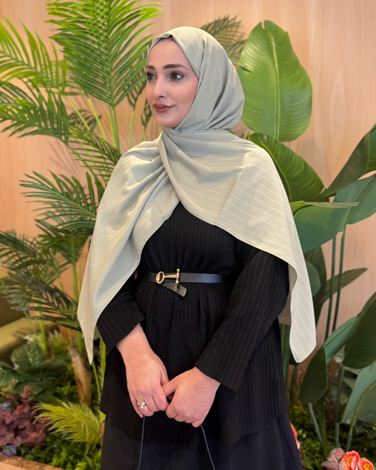Pastel Yeşili Minima Desen Kore Medine İpeği Şal