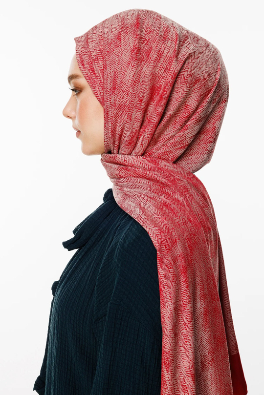 Bordo-Mint Yeşili Sahra Desen Çift Taraflı Şal