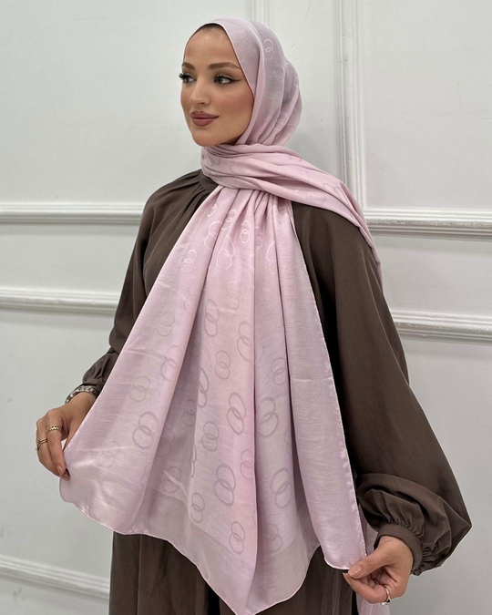 Şeker Pembe Imannoor Luna Desen Pamuk Jakar Şal