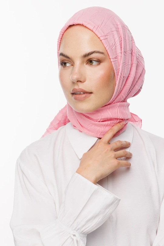 Şeker Pembe Piliseli Bambu Eşarp