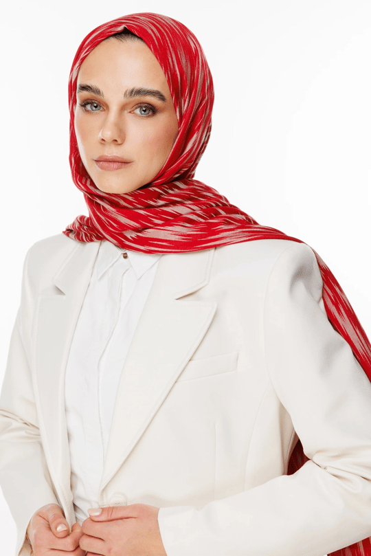 Bordo-Mint Yeşili Selis Desen Çift Taraflı Şal