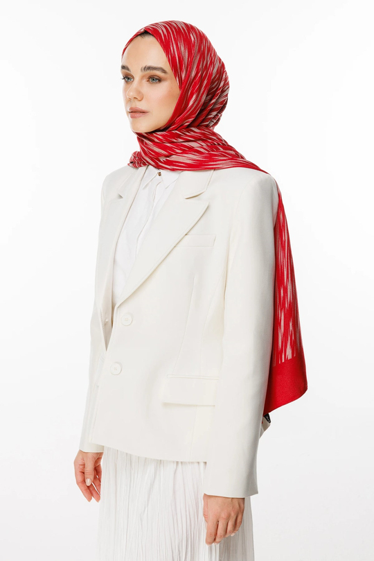 Bordo-Mint Yeşili Selis Desen Çift Taraflı Şal