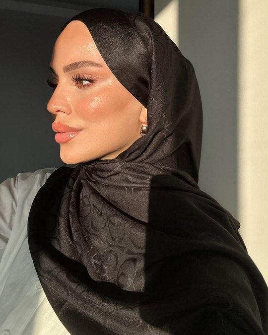 Siyah Imannoor Ester Desen Pamuk Jakar Şal