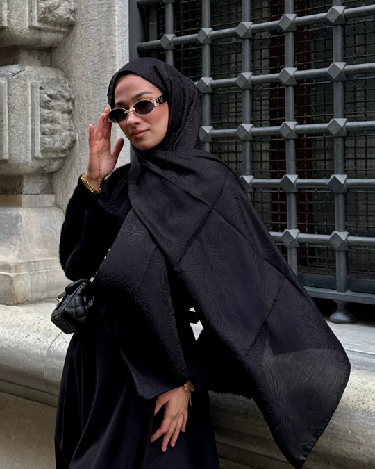 Siyah Revan Desen Jakar Şal