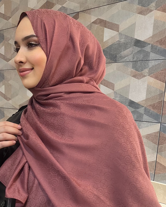 Soft Pembe Luxe Desen Jakar Şal