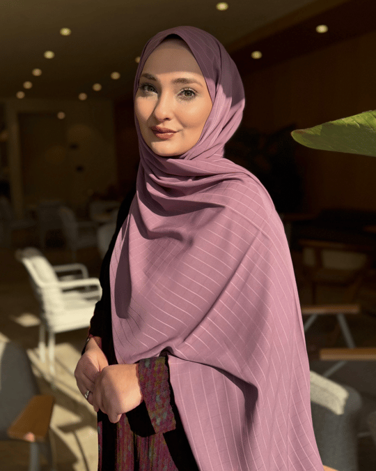 Soft Pembe Minima Desen Kore Medine İpeği Şal