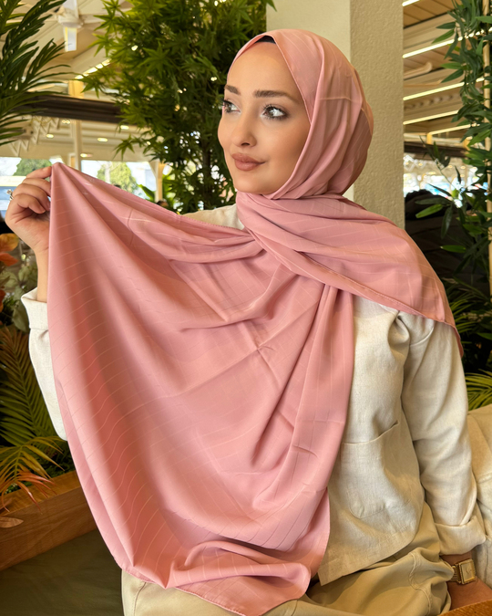 Toz Pembe Minima Desen Kore Medine İpeği Şal