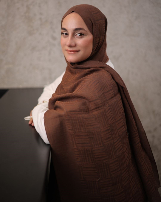 Tozlu Kahve Imannoor Ritim Desen Pamuk Jakar Şal