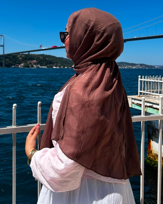 Tozlu Kahve Terra Müslin Şal