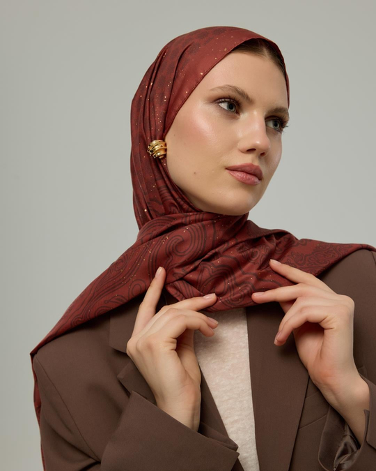 SV-BAL-14 Tuzlu Karamel & Kestane Kabuğu Bala Hatun Desen Şal