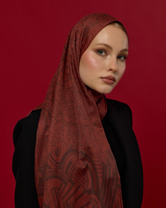 S-HAREM-14 Tuzlu Karamel & Kestane Kabuğu Harem Rüyası Desen Şal