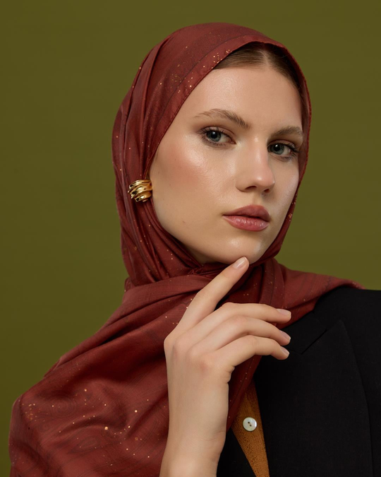 SV-HURREM-14 Tuzlu Karamel & Kestane Kabuğu Hürrem Desen Şal