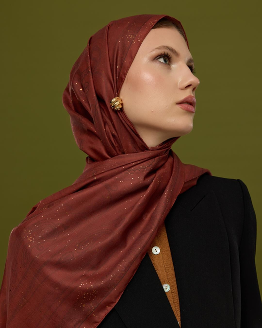 SV-HURREM-14 Tuzlu Karamel & Kestane Kabuğu Hürrem Desen Şal