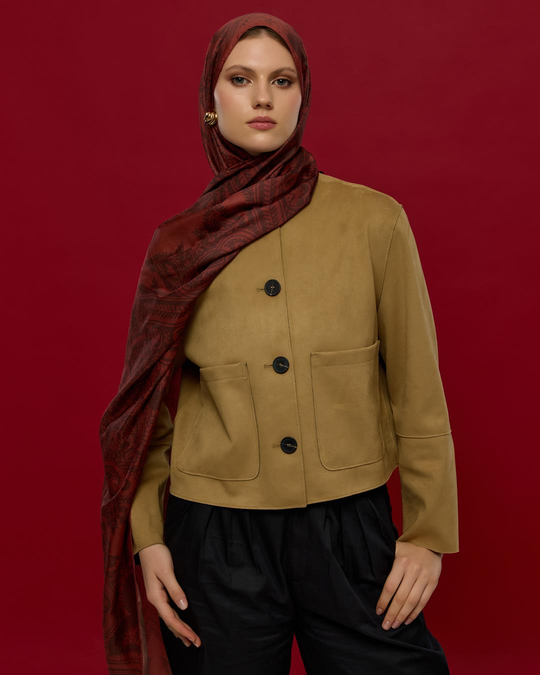 S-SULTANİ-14 Tuzlu Karamel & Kestane Kabuğu Sultani Desen Şal