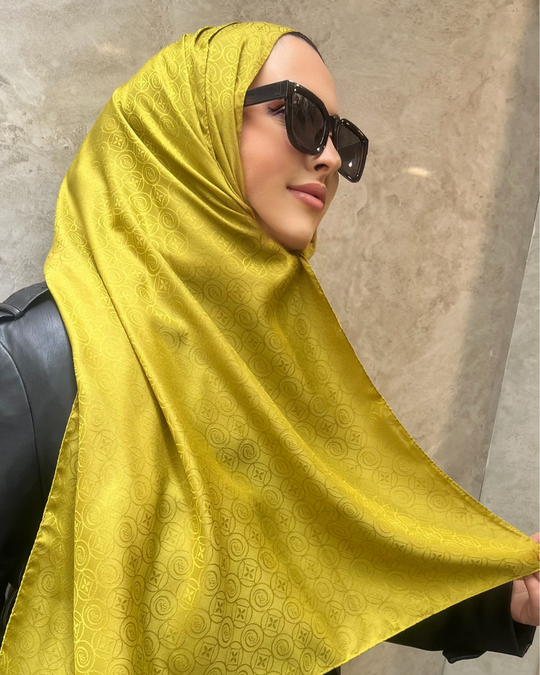 Yağ Yeşili Luxe Desen Jakar Şal