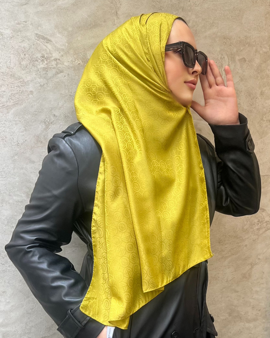 Yağ Yeşili Luxe Desen Jakar Şal