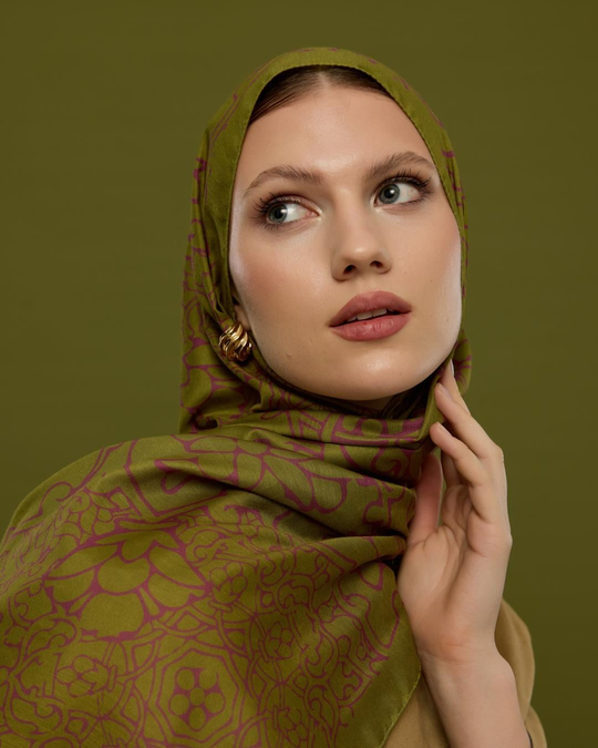 S-HAREM-24 Zeytin Çiçeği & Mürdüm Harem Rüyası Desen Şal