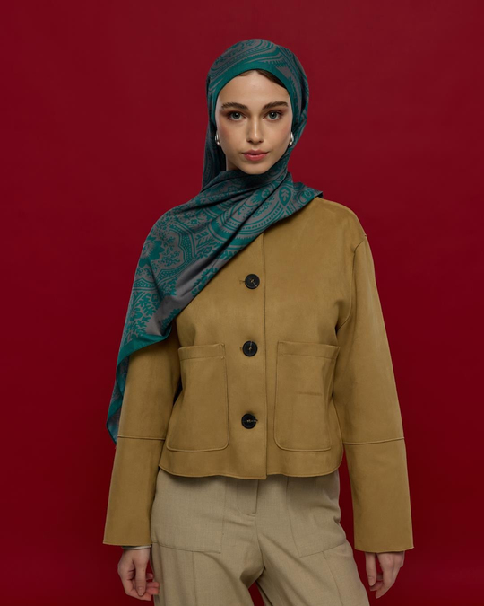 S-SULTANİ-53 Zümrüt & Lavanta Çizgisi Sultani Desen Şal