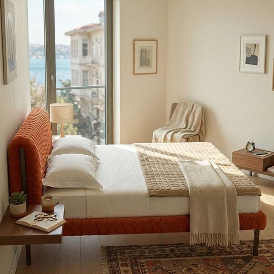 Ligne Roset Ruche Orange Yüksek Başlıklı Karyola