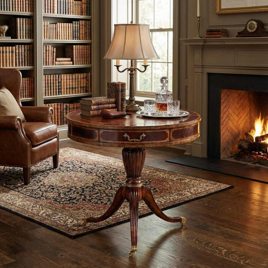 Jonathan Charles Buckingham Antique Mahogany 80 cm Yuvarlak Masa