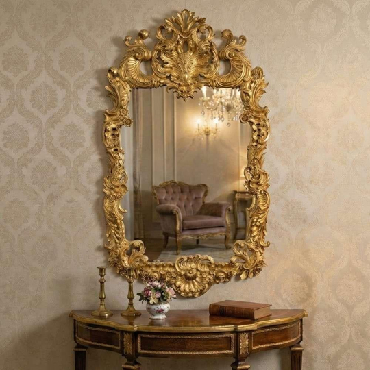 Jonathan Charles Versailles Gold Çiçek Detaylı Ayna