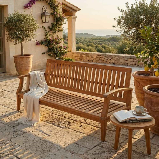 Kayu Teak Üçlü Kanepe