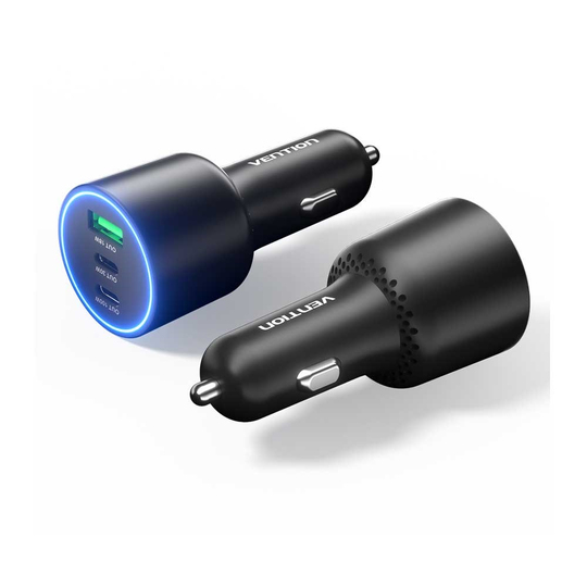 Vention 100W 3 Portlu Yüksek Hızlı Araç Sarj Adaptörü FFQ Siyah