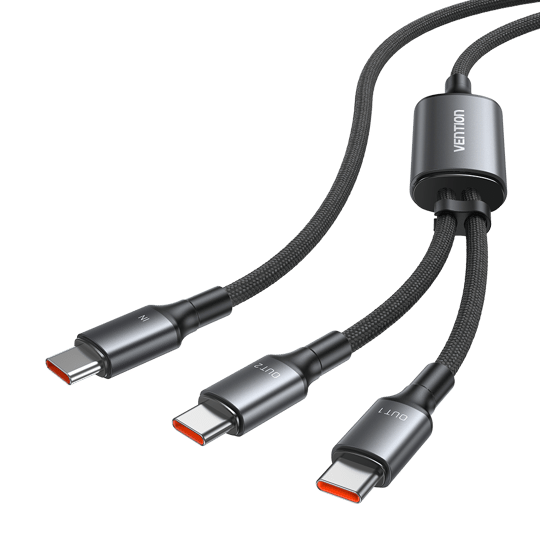 Vention 140W 5A Örgülü İkili Hızlı Şarj Kablosu TRU Siyah