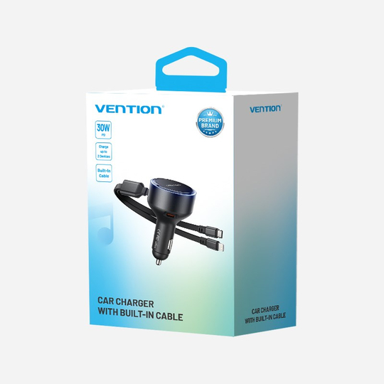 Vention 30W 3 Portlu Hızlı Araç Sarj Adaptörü FFO Siyah