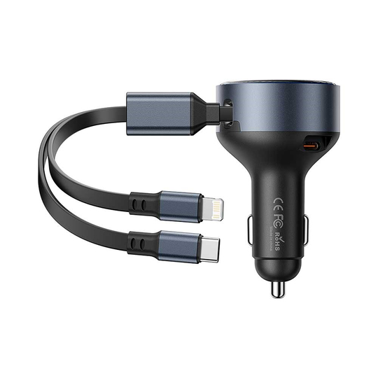 Vention 30W 3 Portlu Hızlı Araç Sarj Adaptörü FFO Siyah