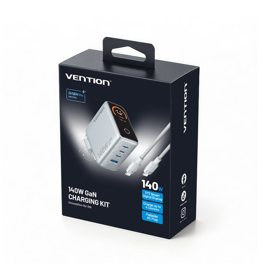 Vention Dash Pro Serisi 140W Gan 5.0 Multi Port Şarj Adaptörü TZ-FCO Beyaz