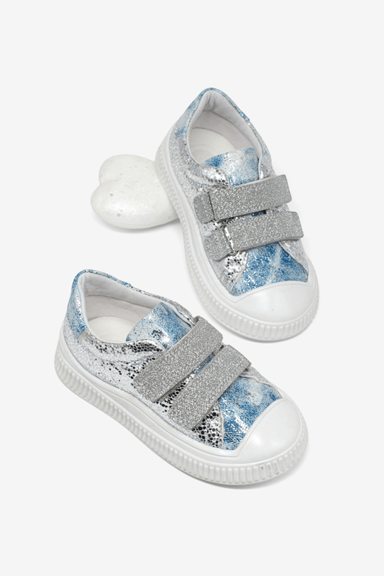 Çoçuk Sim Detaylı Cırtlı Rahat Kalıp Sneaker Çocuk Unisex Gümüş Sneaker TBARZ1035