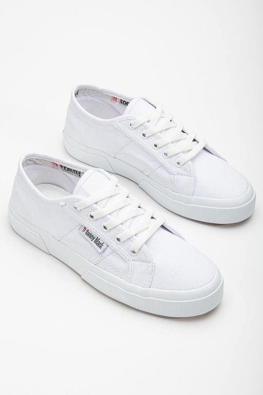 Kadın Beyaz Rahat Kalıp Krep Taban Bağcıklı Keten Günlük Ayakkabı