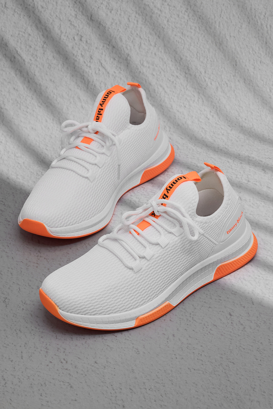 Nefes Alabilen Kumaş Poli Taban Bağcıklı Unisex Beyaz Oranj Spor Ayakkabı V2QNT-0