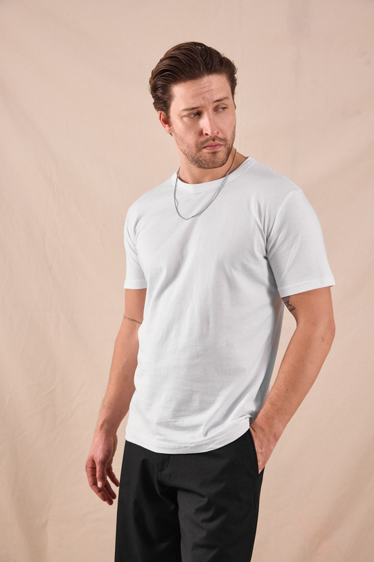 Normal Kalıp Rahat  Basic T-Shirt Erkek Beyaz  TBTSHRT010