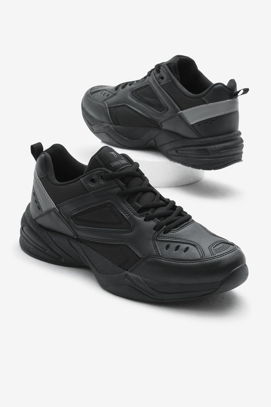 Poli Taban Yüksek Taban Bağcıklı Unisex Siyah Spor Ayakkabı TBA550