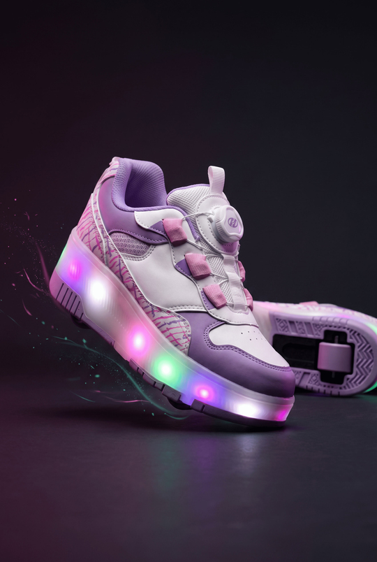 Rahat Kalıp Patenli Işıklı Spor Ayakkabı Çocuk Unisex Pembe Lila Ayakkabı TBTPTN1903