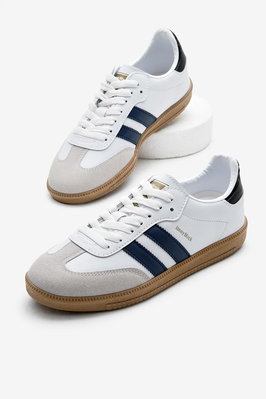 Termo Taban Yanı Şeritli Bağcıklı Unisex Beyaz Lacivert Spor