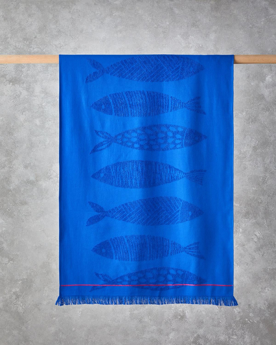 Aquatic Fish Pamuklu Plaj Havlusu 70x140 cm Çivit Mavi