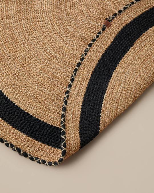 Barley Dekoratif Jüt Kilim 120 cm Natural-Siyah