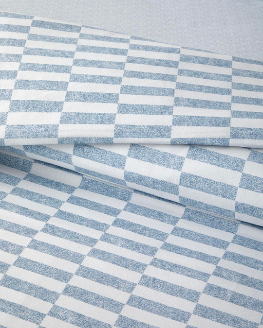 Block Dots Kolay Ütülenir Çift Kişilik Çarşaflı Nevresim Takımı 200x220 cm Mavi
