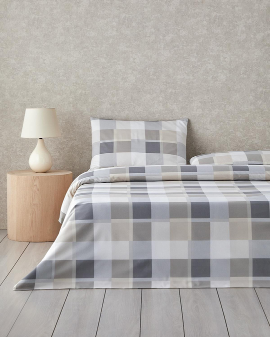 Bold Pattern Kolay Ütülenir Çift Kişilik Çarşaflı Nevresim Takımı 200x220 cm Taş Rengi
