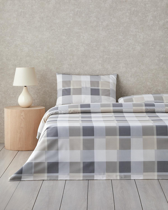Bold Pattern Kolay Ütülenir Çift Kişilik Çarşaflı Nevresim Takımı 200x220 cm Taş Rengi