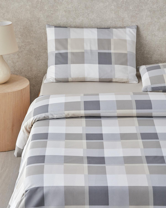 Bold Pattern Kolay Ütülenir Çift Kişilik Çarşaflı Nevresim Takımı 200x220 cm Taş Rengi